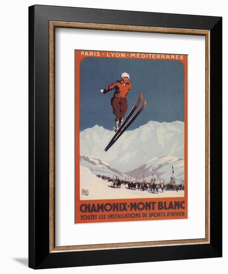 Chamonix Mont-Blanc, France - Ski Jump-Lantern Press-Framed Art Print