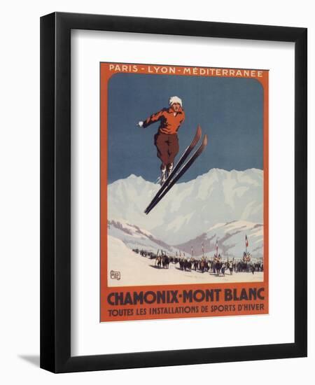 Chamonix Mont-Blanc, France - Ski Jump-Lantern Press-Framed Art Print