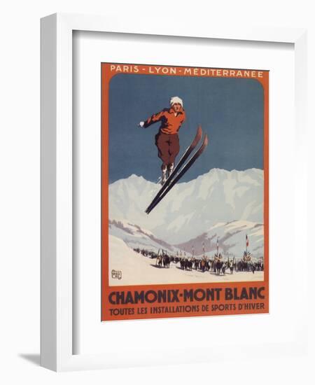 Chamonix Mont-Blanc, France - Ski Jump-Lantern Press-Framed Art Print