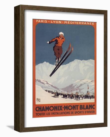 Chamonix Mont-Blanc, France - Ski Jump-Lantern Press-Framed Art Print