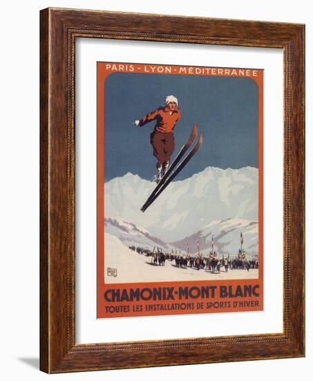 Chamonix Mont-Blanc, France - Ski Jump-Lantern Press-Framed Art Print