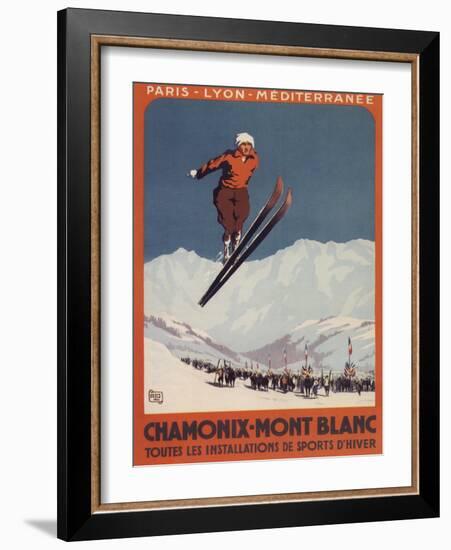 Chamonix Mont-Blanc, France - Ski Jump-Lantern Press-Framed Art Print