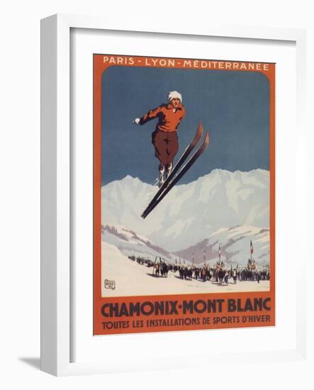 Chamonix Mont-Blanc, France - Ski Jump-Lantern Press-Framed Art Print