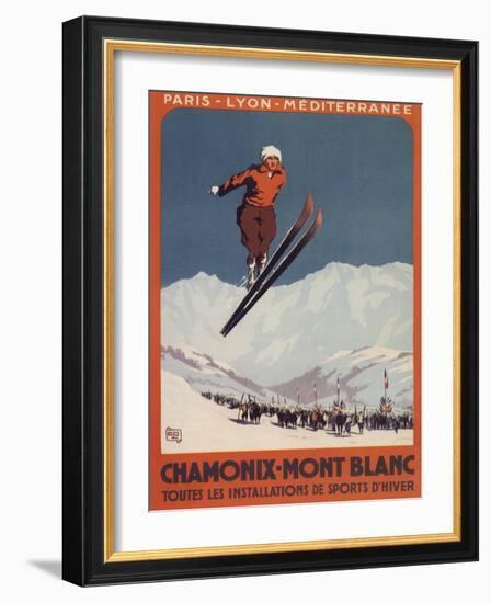 Chamonix Mont-Blanc, France - Ski Jump-Lantern Press-Framed Art Print