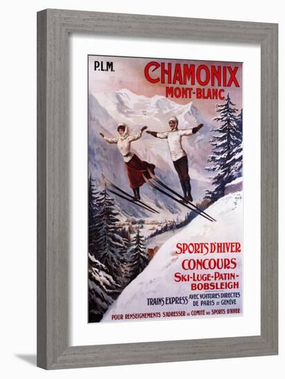 Chamonix Mont-Blanc, France - Skiing Promotional Poster-Lantern Press-Framed Art Print