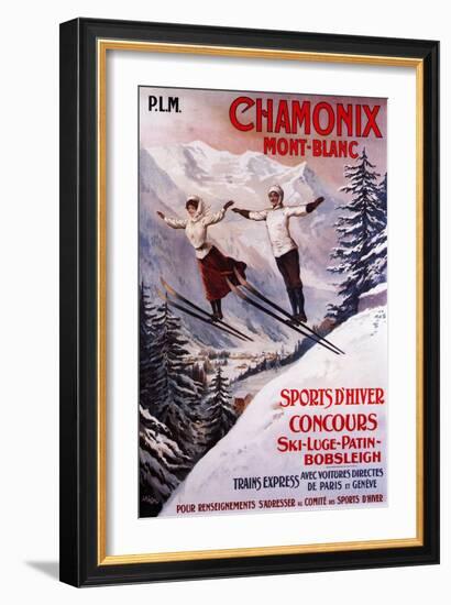 Chamonix Mont-Blanc, France - Skiing Promotional Poster-Lantern Press-Framed Art Print