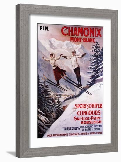 Chamonix Mont-Blanc, France - Skiing Promotional Poster-Lantern Press-Framed Premium Giclee Print