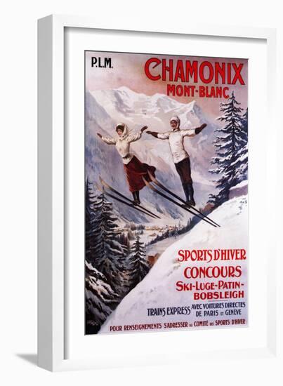 Chamonix Mont-Blanc, France - Skiing Promotional Poster-Lantern Press-Framed Premium Giclee Print