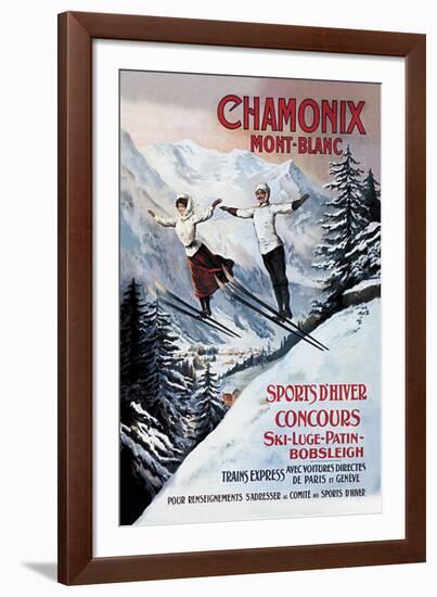 Chamonix Mont-Blanc, Skiing-The Vintage Collection-Framed Giclee Print