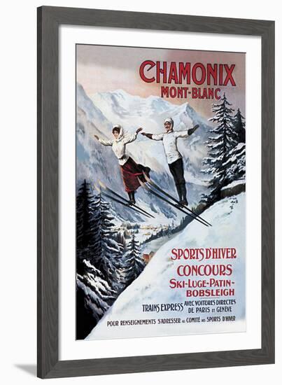 Chamonix Mont-Blanc, Skiing-The Vintage Collection-Framed Giclee Print