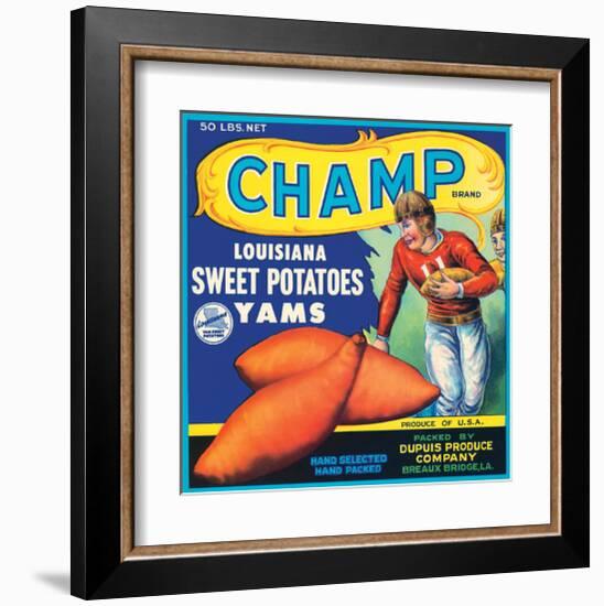 Champ Brand Louisiana Sweet Potatoes, Yams-null-Framed Art Print