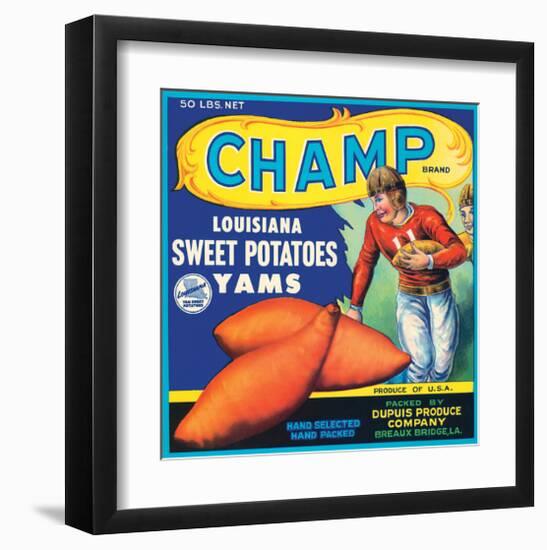 Champ Brand Louisiana Sweet Potatoes, Yams-null-Framed Art Print