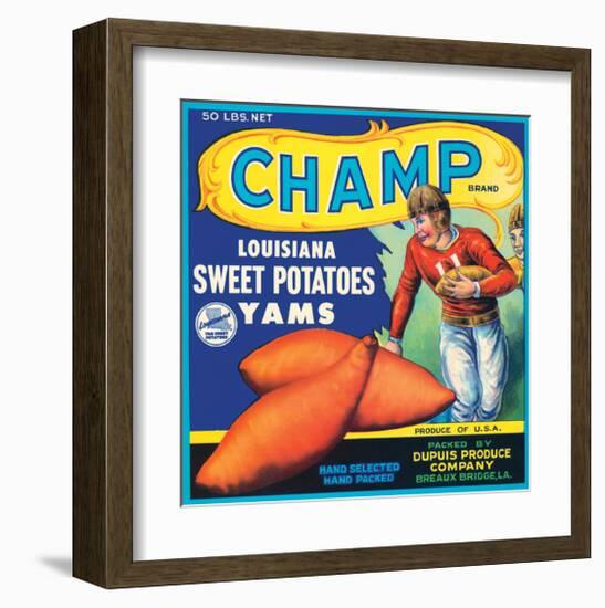 Champ Brand Louisiana Sweet Potatoes, Yams-null-Framed Art Print