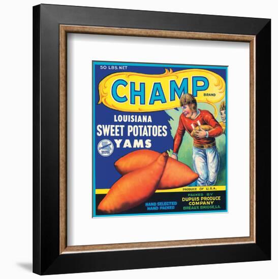 Champ Brand Louisiana Sweet Potatoes, Yams-null-Framed Art Print