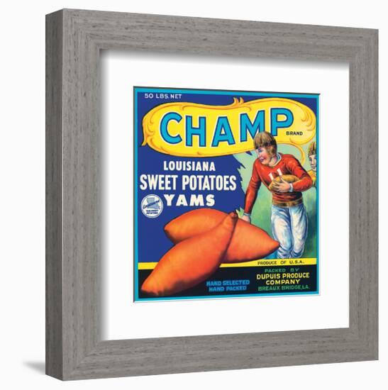 Champ Brand Louisiana Sweet Potatoes, Yams-null-Framed Art Print
