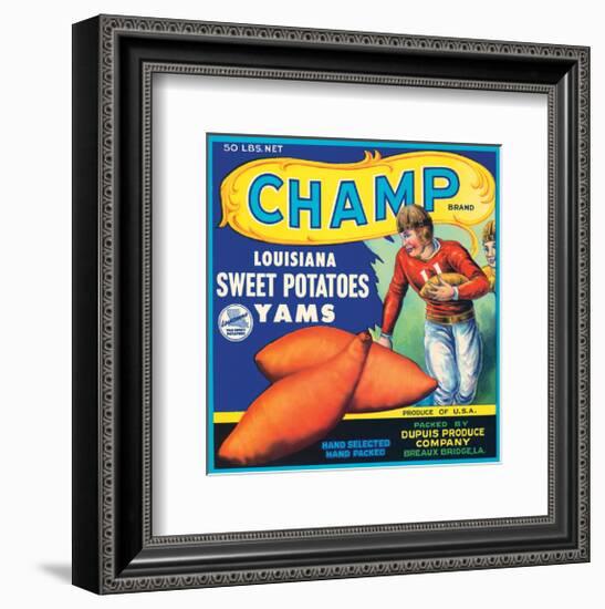 Champ Brand Louisiana Sweet Potatoes, Yams-null-Framed Art Print