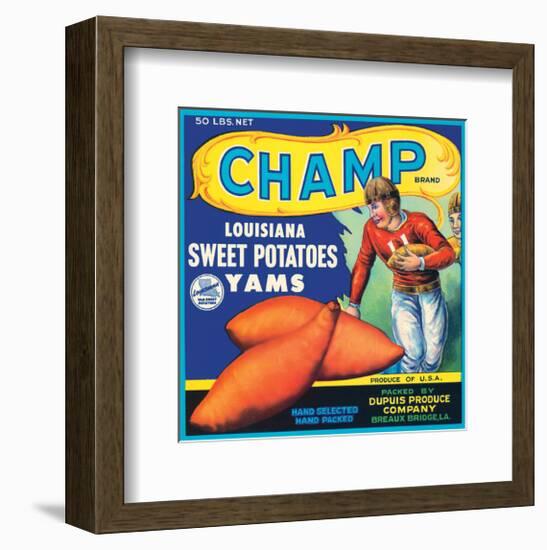 Champ Brand Louisiana Sweet Potatoes, Yams-null-Framed Art Print