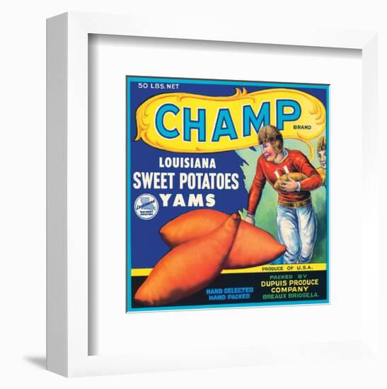 Champ Brand Louisiana Sweet Potatoes, Yams-null-Framed Art Print