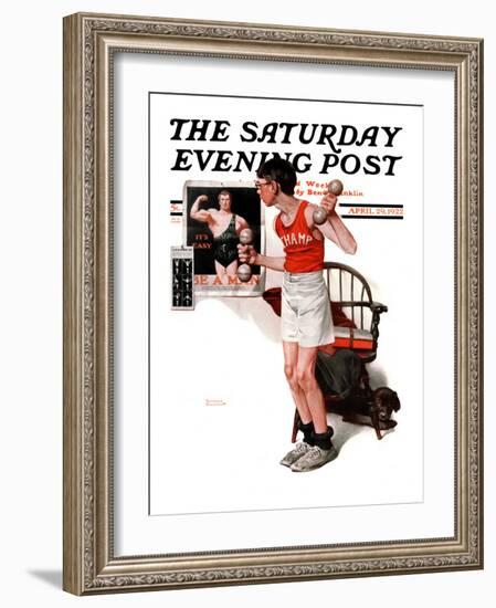 "Champ" or "Be a Man" Saturday Evening Post Cover, April 29,1922-Norman Rockwell-Framed Giclee Print