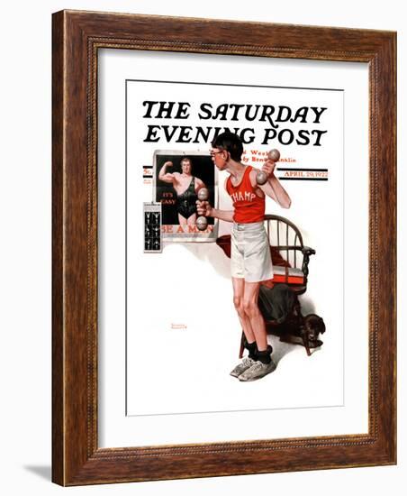 "Champ" or "Be a Man" Saturday Evening Post Cover, April 29,1922-Norman Rockwell-Framed Giclee Print