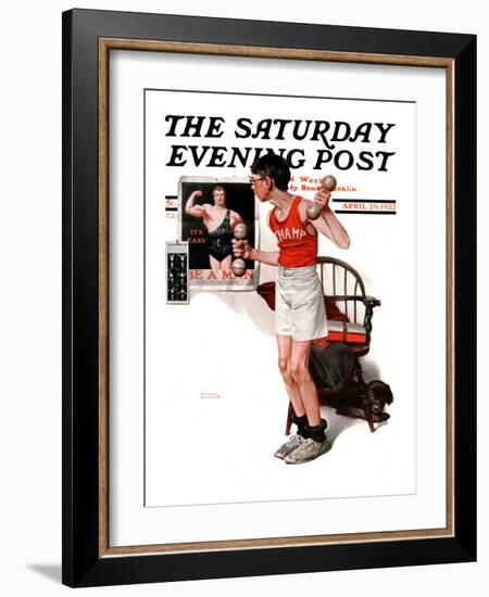 "Champ" or "Be a Man" Saturday Evening Post Cover, April 29,1922-Norman Rockwell-Framed Giclee Print