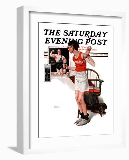 "Champ" or "Be a Man" Saturday Evening Post Cover, April 29,1922-Norman Rockwell-Framed Giclee Print