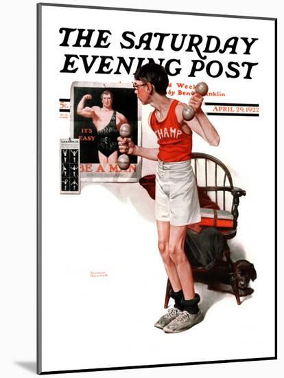 "Champ" or "Be a Man" Saturday Evening Post Cover, April 29,1922-Norman Rockwell-Mounted Giclee Print