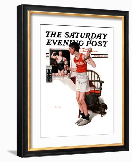 "Champ" or "Be a Man" Saturday Evening Post Cover, April 29,1922-Norman Rockwell-Framed Giclee Print