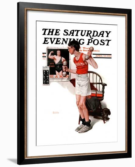 "Champ" or "Be a Man" Saturday Evening Post Cover, April 29,1922-Norman Rockwell-Framed Giclee Print