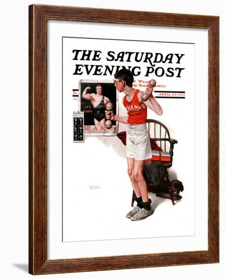 "Champ" or "Be a Man" Saturday Evening Post Cover, April 29,1922-Norman Rockwell-Framed Giclee Print