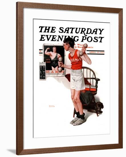 "Champ" or "Be a Man" Saturday Evening Post Cover, April 29,1922-Norman Rockwell-Framed Giclee Print