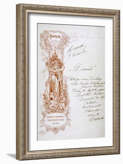 Champagne Advertisement on a Menu, 19th Century-null-Framed Giclee Print