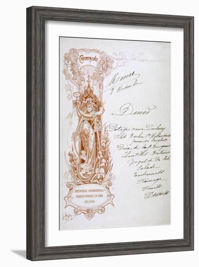 Champagne Advertisement on a Menu, 19th Century-null-Framed Giclee Print