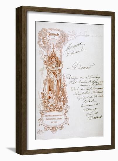 Champagne Advertisement on a Menu, 19th Century-null-Framed Giclee Print