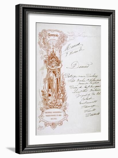 Champagne Advertisement on a Menu, 19th Century-null-Framed Giclee Print