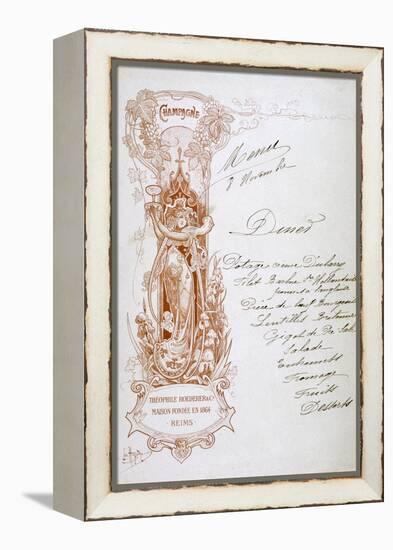 Champagne Advertisement on a Menu, 19th Century-null-Framed Premier Image Canvas