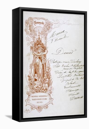 Champagne Advertisement on a Menu, 19th Century-null-Framed Premier Image Canvas