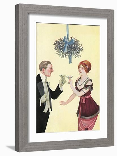 Champagne and Mistletoe-null-Framed Art Print