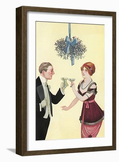 Champagne and Mistletoe-null-Framed Art Print