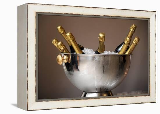 Champagne Bottles in an Ice Bucket-null-Framed Stretched Canvas