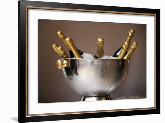 Champagne Bottles in an Ice Bucket-null-Framed Photo