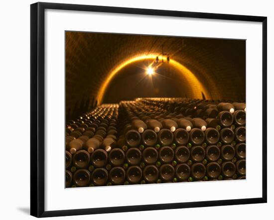 Champagne Bottles in Vaulted Cellar, Champagne Deutz, Ay, Vallee De La Marne, Ardennes, France-Per Karlsson-Framed Photographic Print