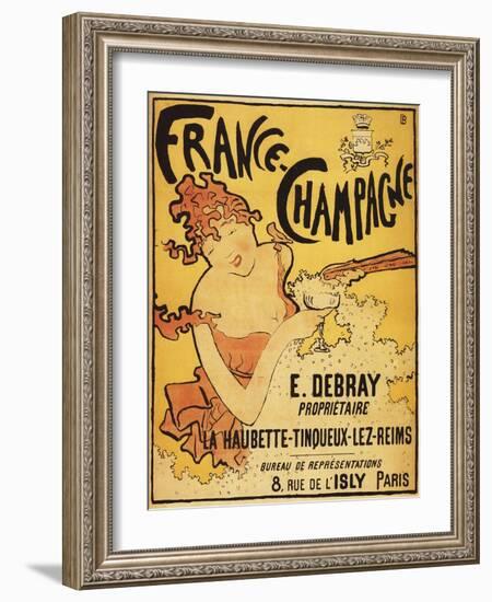 Champagne, France - E. Debray Champagne Advertisement Poster-Lantern Press-Framed Art Print