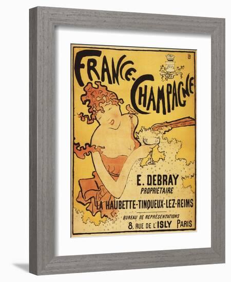 Champagne, France - E. Debray Champagne Advertisement Poster-Lantern Press-Framed Art Print