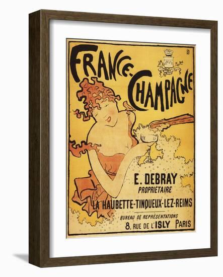 Champagne, France - E. Debray Champagne Advertisement Poster-Lantern Press-Framed Art Print