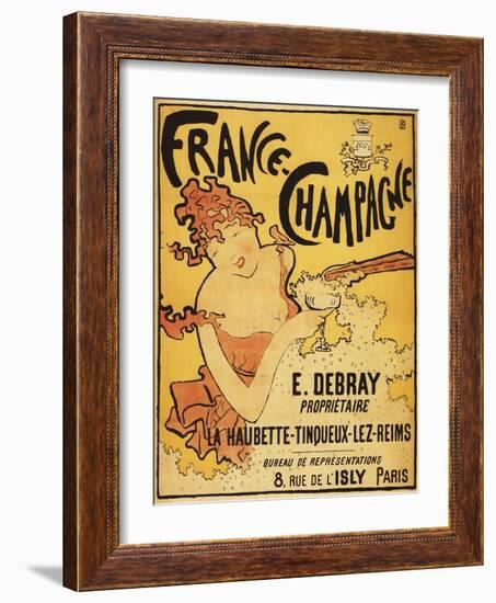 Champagne, France - E. Debray Champagne Advertisement Poster-Lantern Press-Framed Art Print