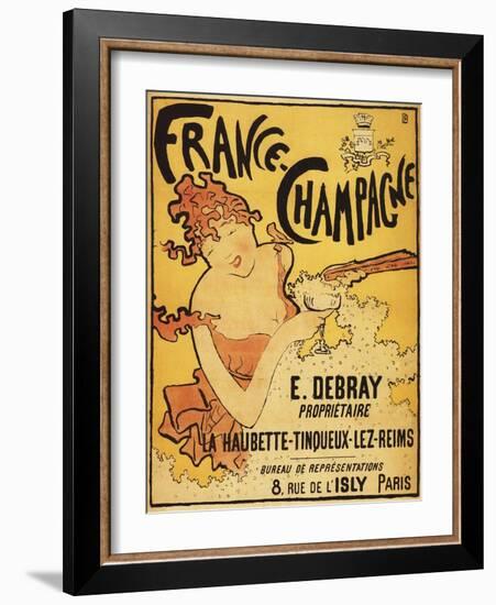 Champagne, France - E. Debray Champagne Advertisement Poster-Lantern Press-Framed Art Print