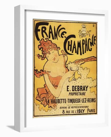 Champagne, France - E. Debray Champagne Advertisement Poster-Lantern Press-Framed Art Print