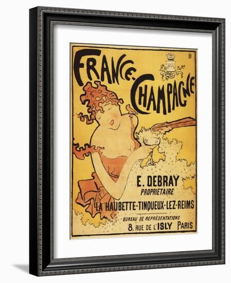 Champagne, France - E. Debray Champagne Advertisement Poster-Lantern Press-Framed Art Print