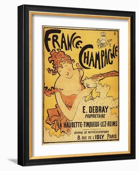 Champagne, France - E. Debray Champagne Advertisement Poster-Lantern Press-Framed Art Print